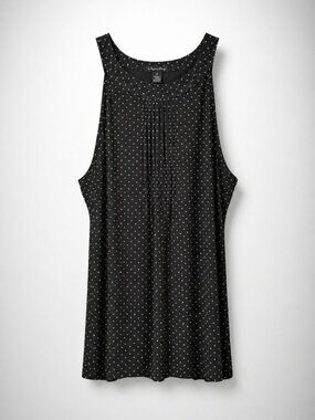 A Love Story Sleeveless Black Polka Dot Pintuck Tank Top - 2X